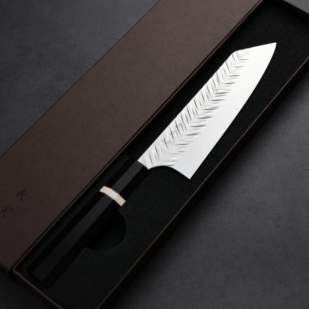加藤義實 V鎚目 文化刀 170mm SG2粉末HSS鋼 黑檀白環