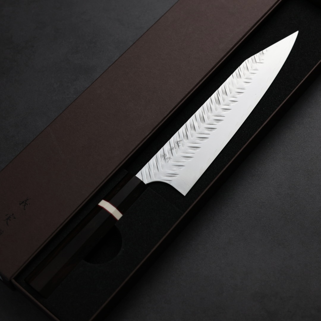 加藤義實 V鎚目 切付牛刀 210mm SG Strix 黑檀白環