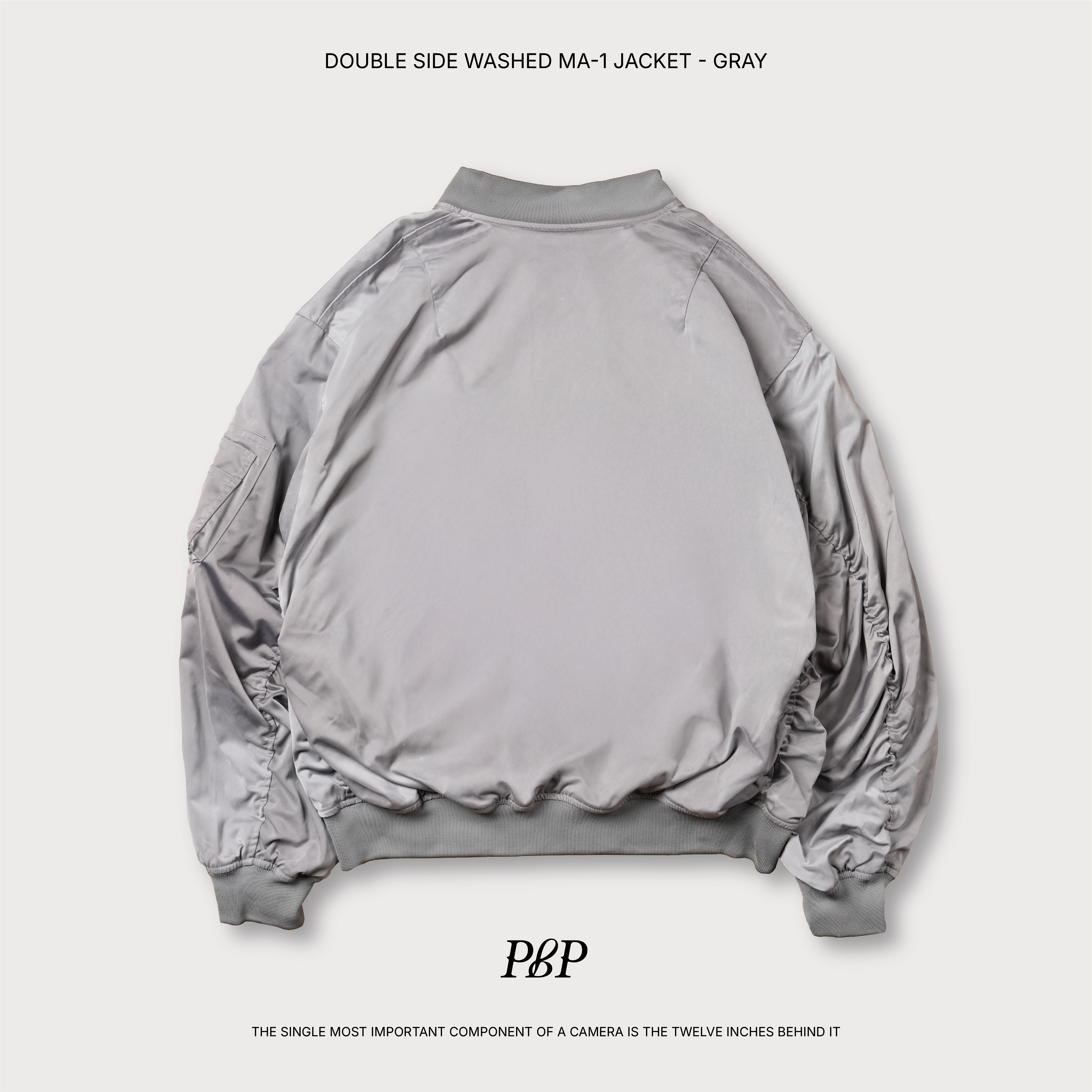 P.B.P - DOUBLE SIDE WASHED MA-1 JACKET  - GRAY