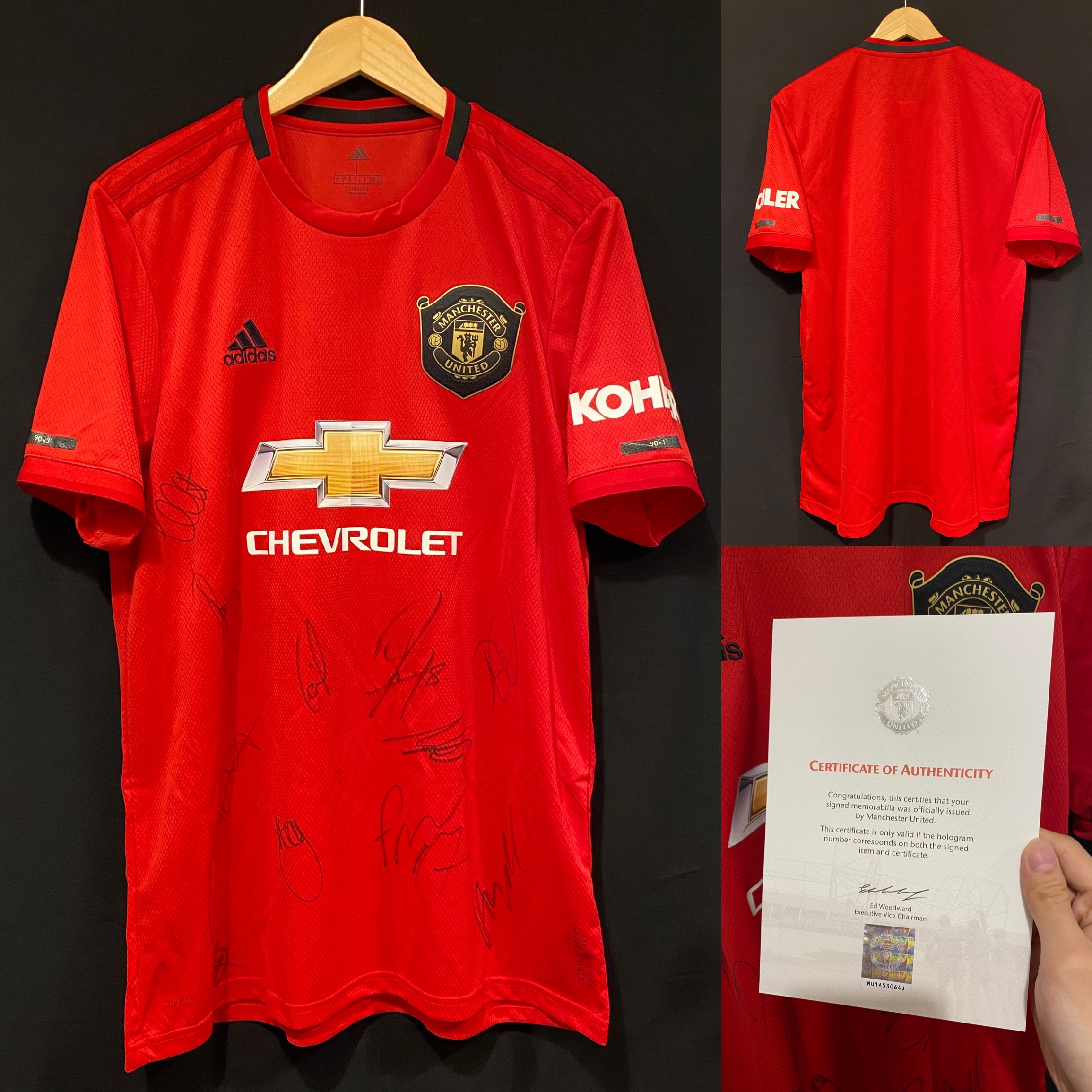 (官方親筆簽名) 曼聯 2019-2020 Adidas 主場親筆簽名球衣