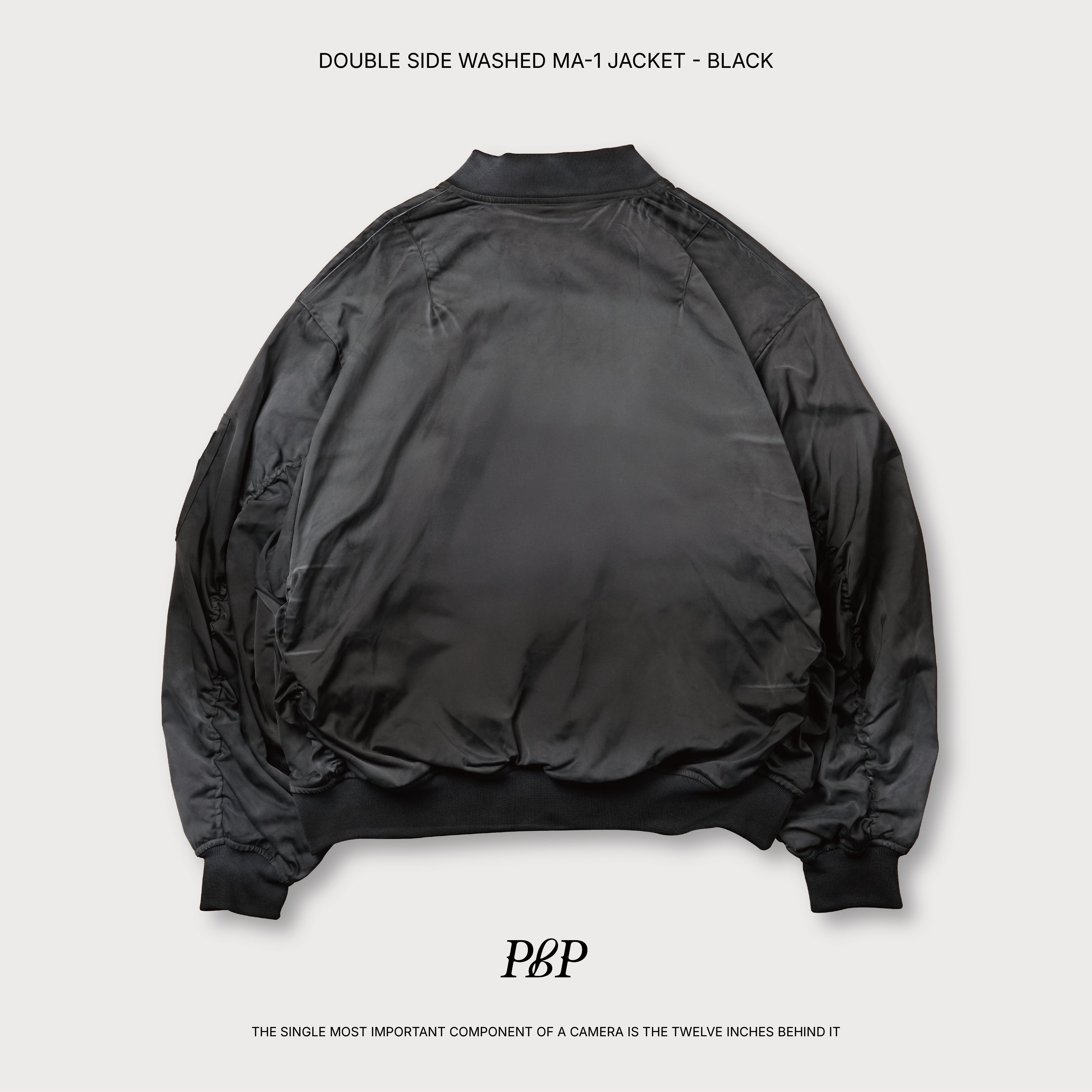 P.B.P - DOUBLE SIDE WASHED MA-1 JACKET  - BLACK