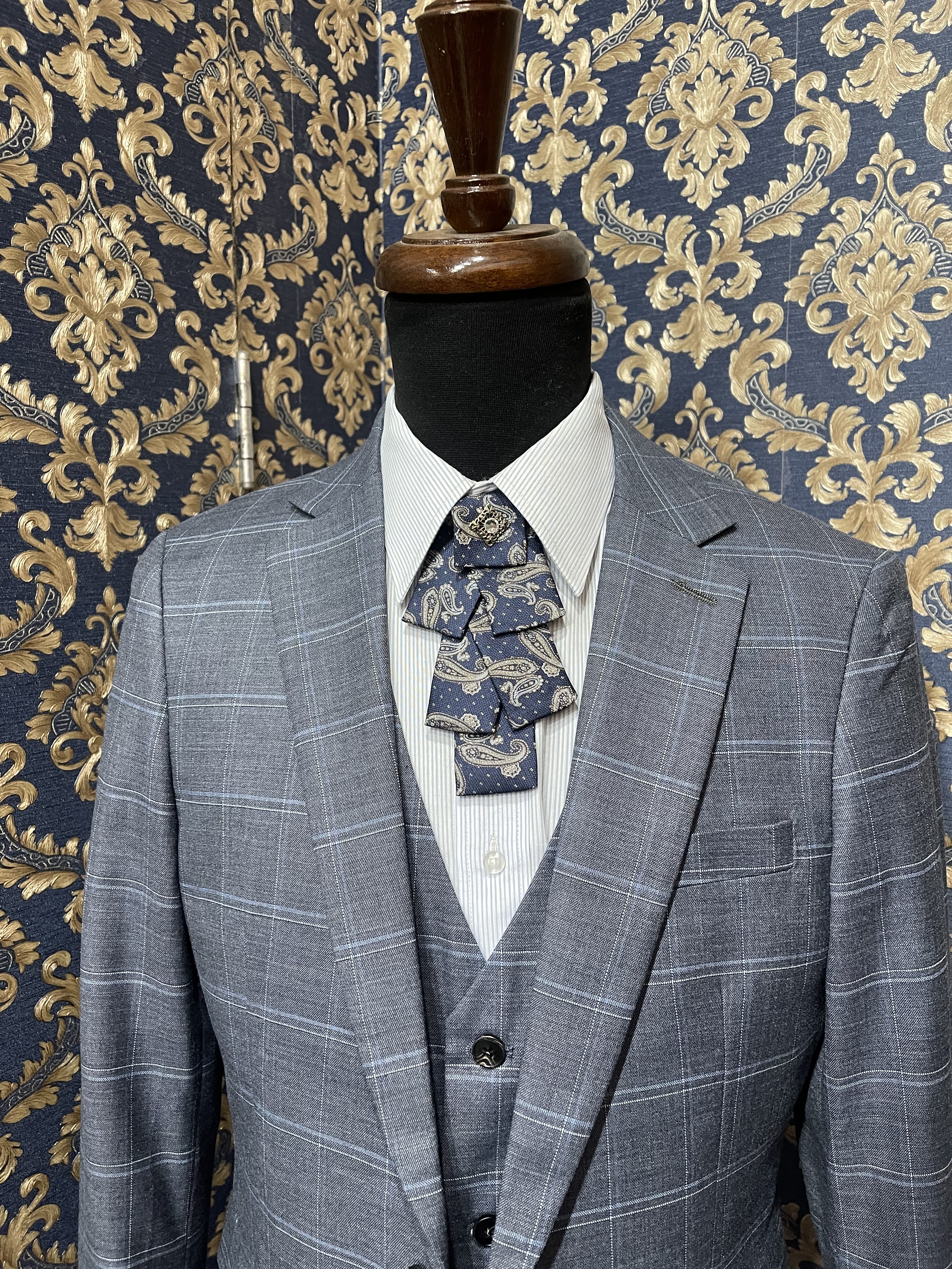 藍灰格紋 外套+褲子