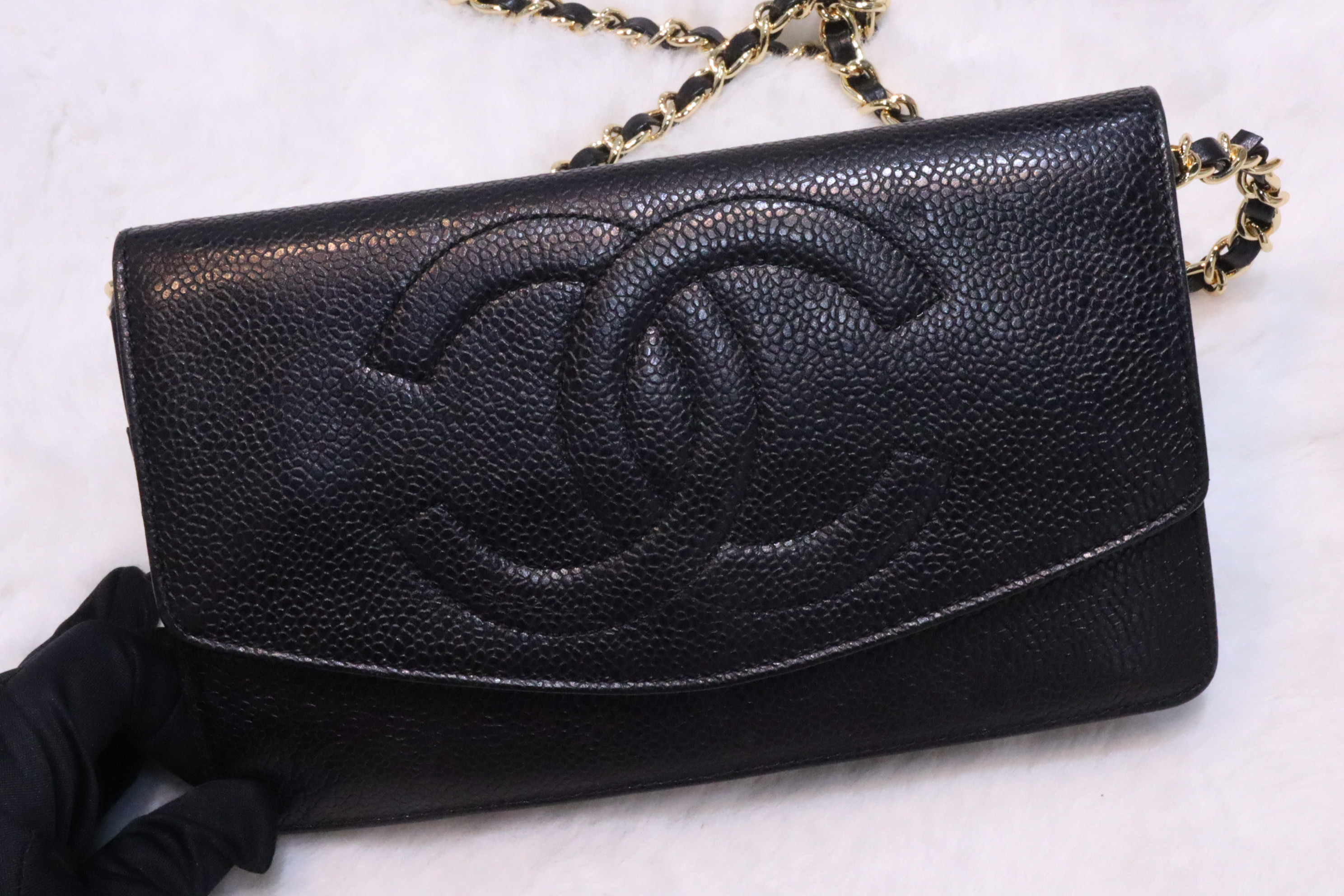 Chanel pouch黑色荔枝皮🖤 送斜孭鏈