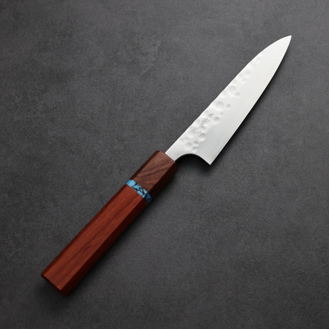 加藤義實 丸鎚目 蔬果刀 120mm SG2粉末HSS鋼 藍松石環