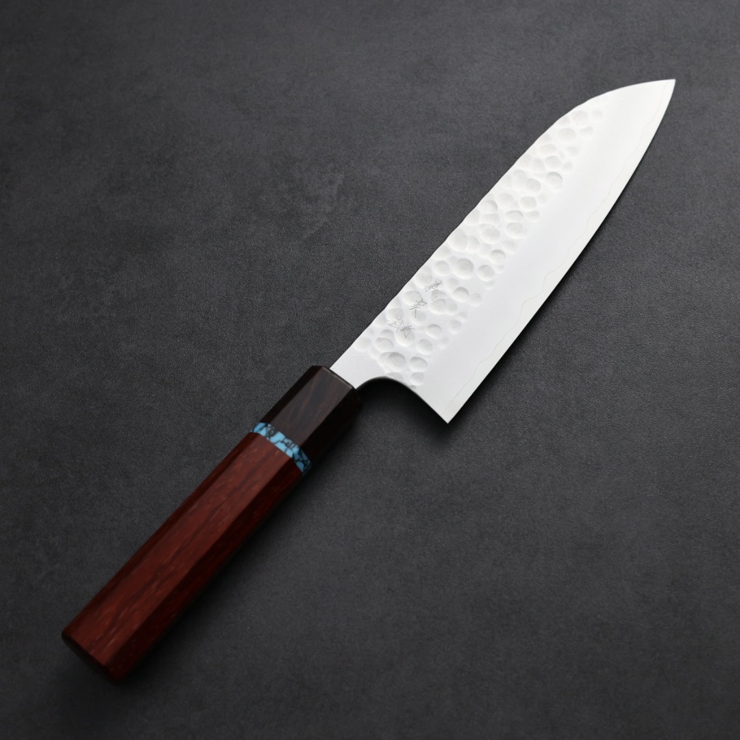 加藤義實 丸鎚目 三德刀 170mm SG2粉末HSS鋼 藍松石環