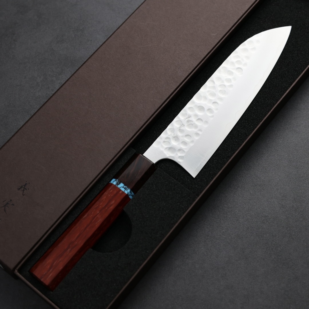 加藤義實 丸鎚目 三德刀 170mm SG2粉末HSS鋼 藍松石環