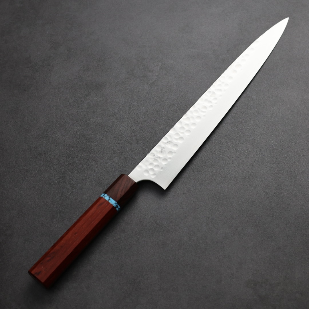 加藤義實 丸鎚目 筋引 270mm SG2粉末HSS鋼 藍松石環