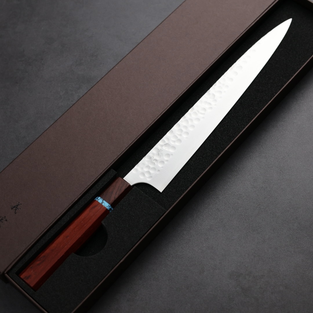 加藤義實 丸鎚目 筋引 270mm SG2粉末HSS鋼 藍松石環