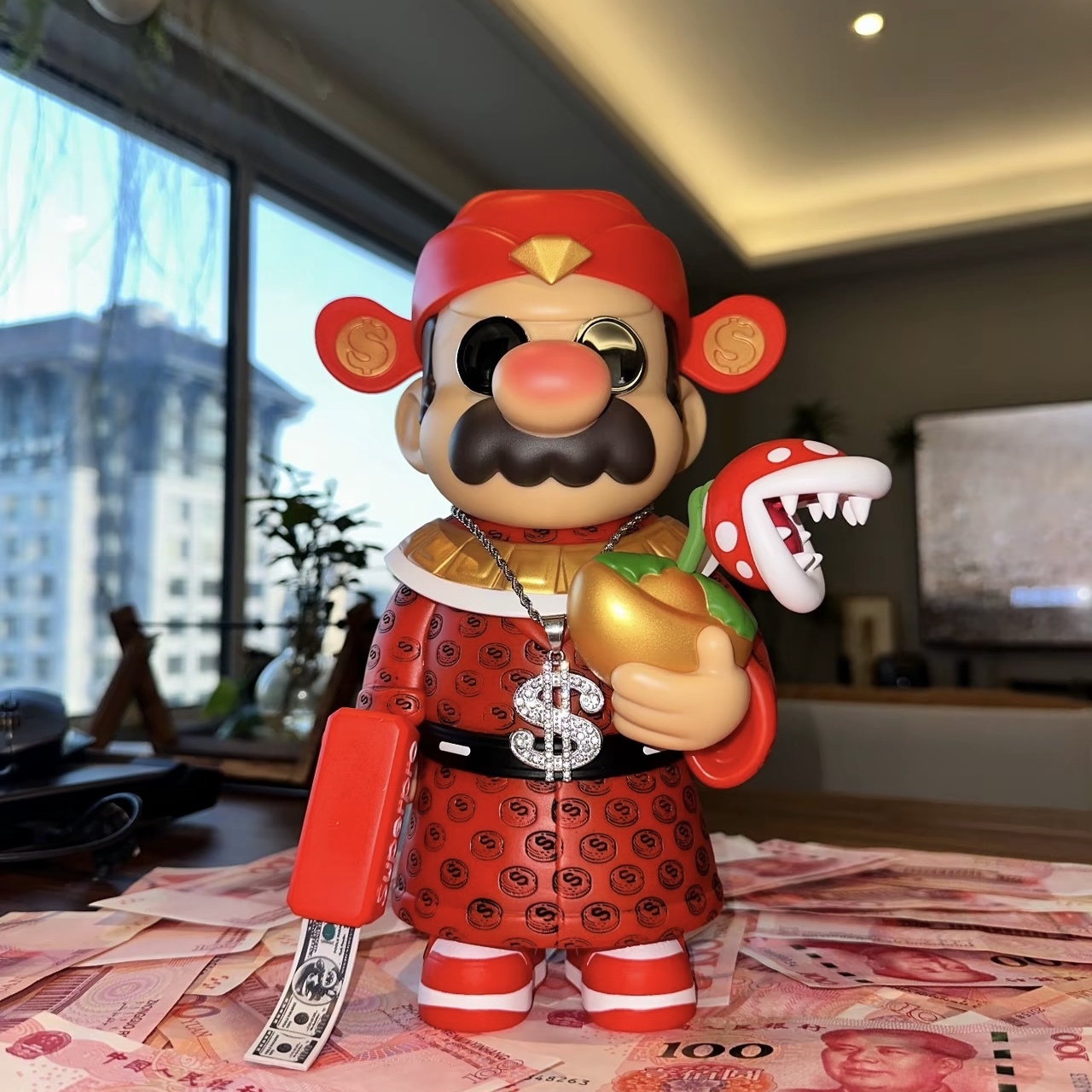 代購 超級瑪利歐 愚者樂園殺手 財神爺 公仔擺件 27CM /預購