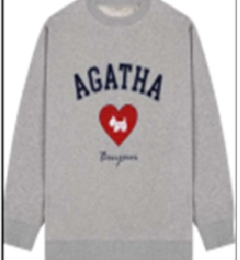 [S] AGATHA Heart Club Sweatshirts, Melange Gray,, AGT147-109-Melange Gray (SAG622)