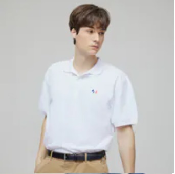 [S] AGATHA Men's Signature Scotty Pique Shirt, White, AGT145-102-White (SAG633)