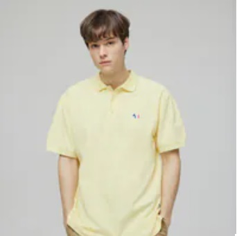 [S] AGATHA Men's Signature Scotty Pique Shirt, Yellow, AGT145-102-Yellow (SAG634)