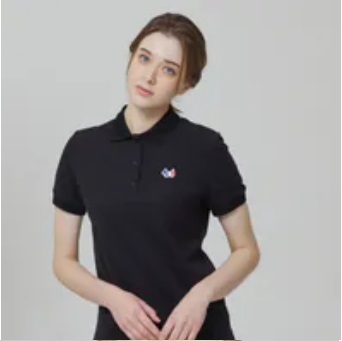 [S] AGATHA Women's Signature Scotty Pique Shirt, Black, AGT145-103-Black (SAG635)