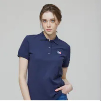 [S] AGATHA Women's Signature Scotty Pique Shirt, Navy, AGT145-103-Navy (SAG637)