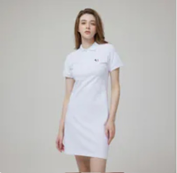 [S] AGATHA Signature Scotty Pique Dress, White, AGT145-401-White (SAG644)