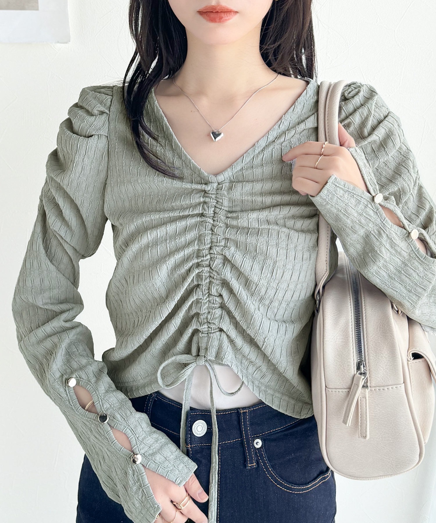 日本🇯🇵連線 Mily bilet 抽繩長袖針織衫 V領 皺褶 4色(任買兩件711免運)/預購