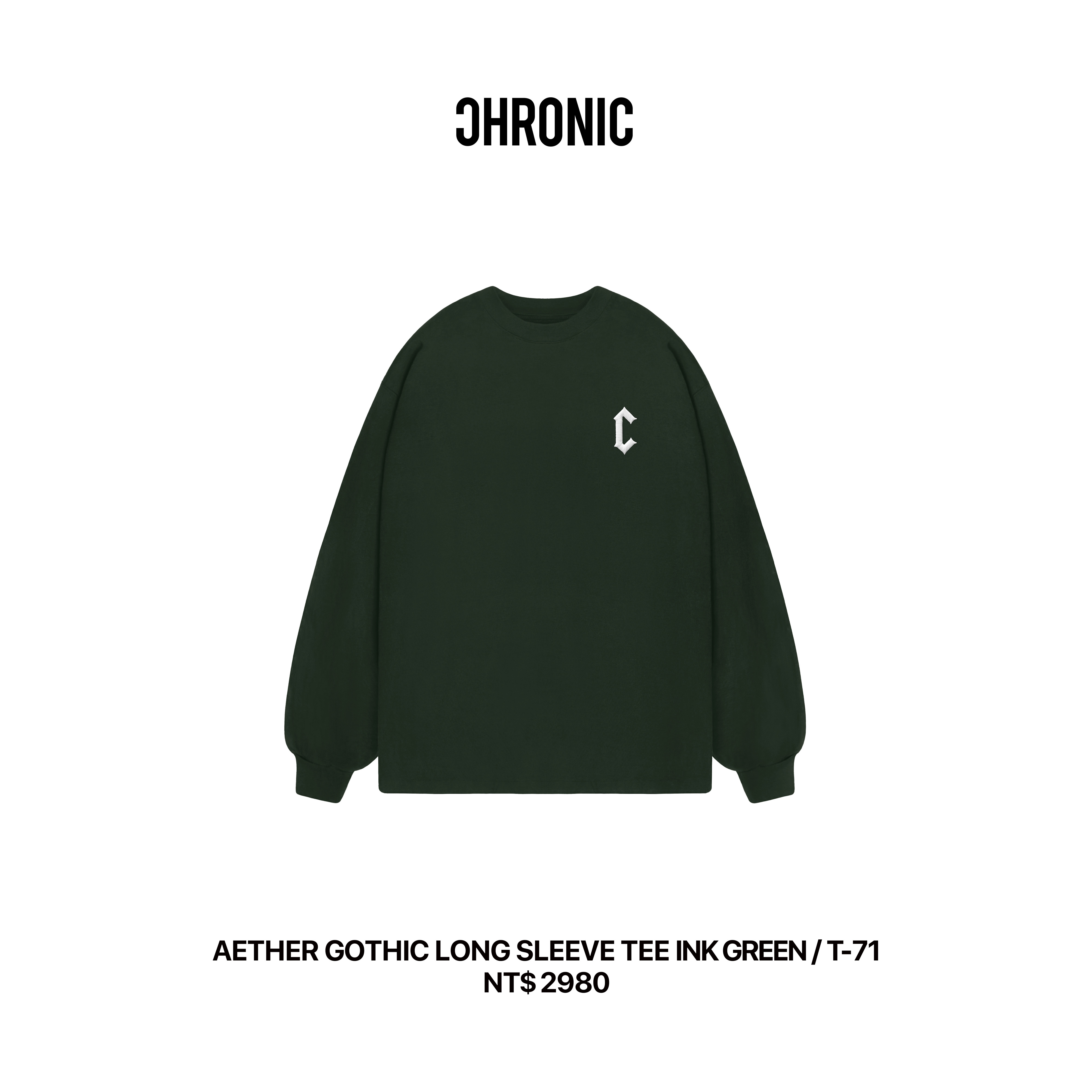 AETHER GOTHIC LONG SLEEVE TEE INK GREEN / T-71