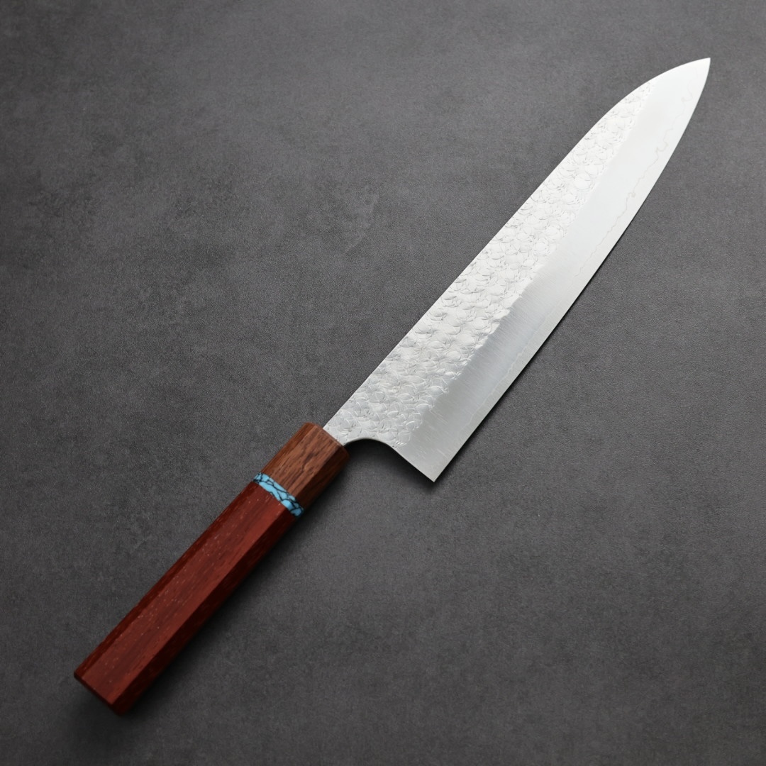 加藤義實 水波 牛刀 240mm SG2粉末HSS鋼 藍松石環