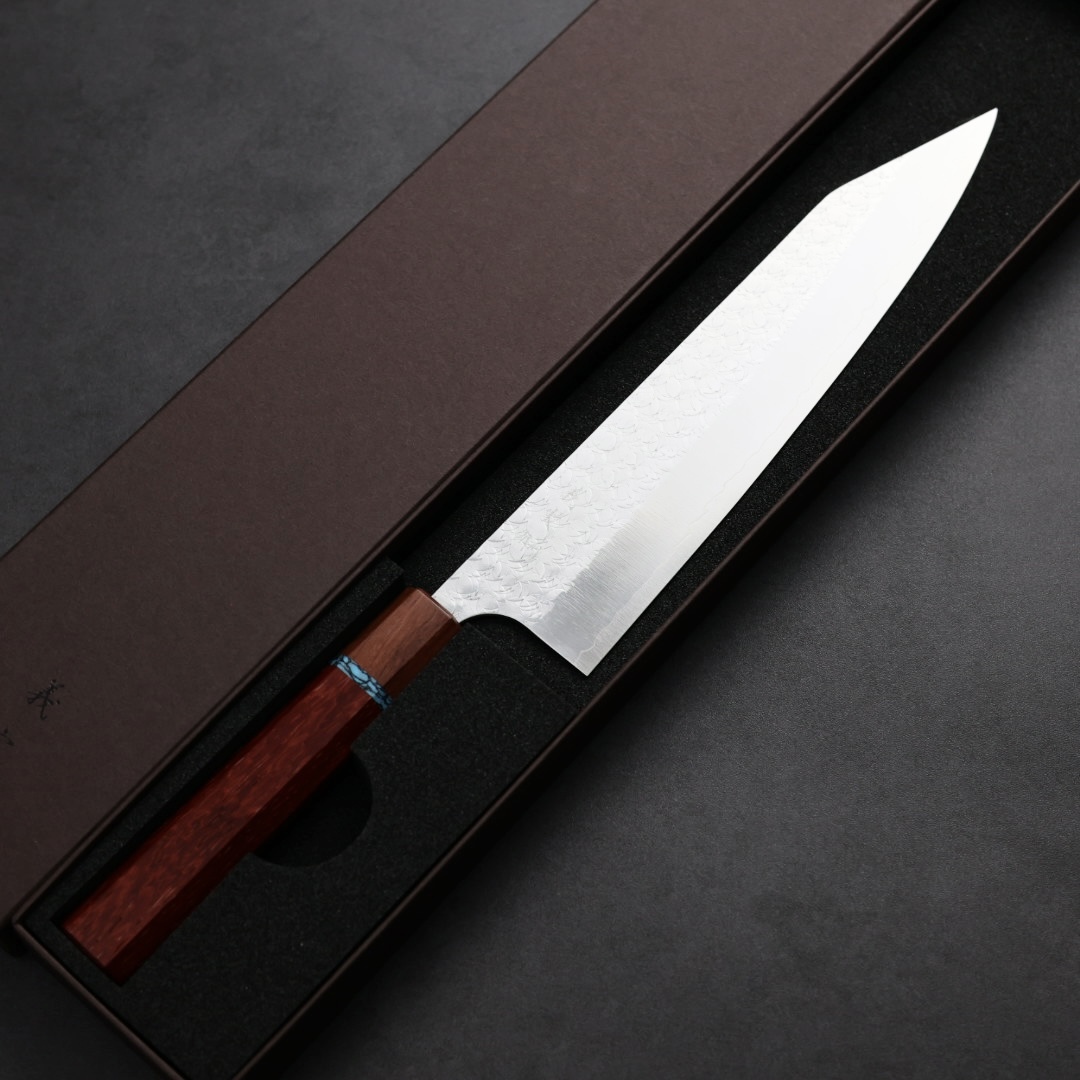 加藤義實 水波 切付牛刀 240mm SG2粉末HSS鋼 藍松石環