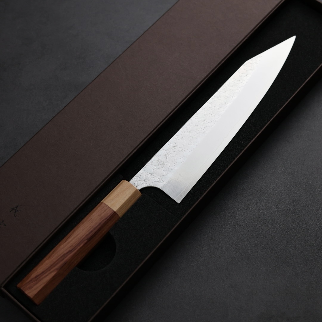 加藤義實 水波 切付牛刀 210mm SG2粉末HSS鋼 白宏都拉斯