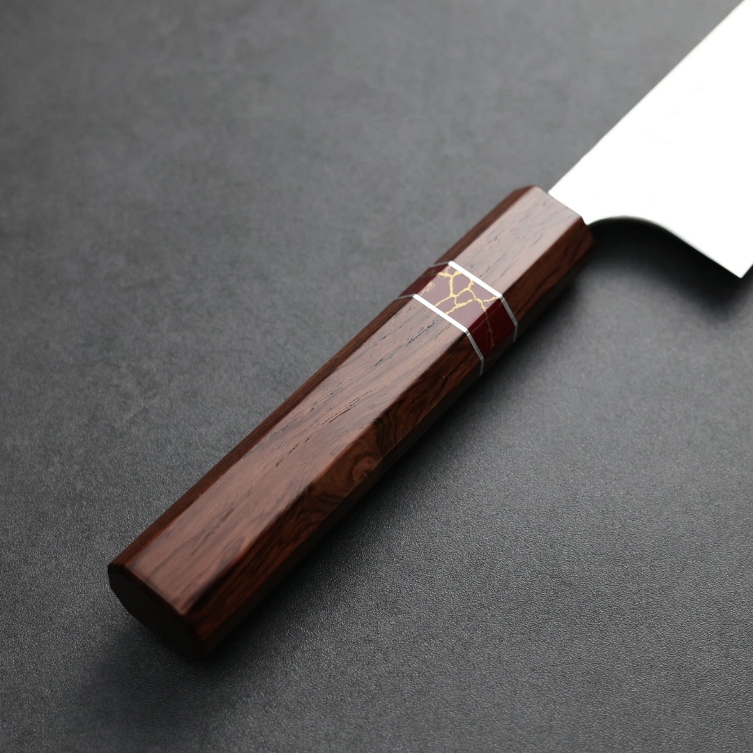 加藤義實水波切付牛刀210mm SG2粉末HSS鋼紅松石環