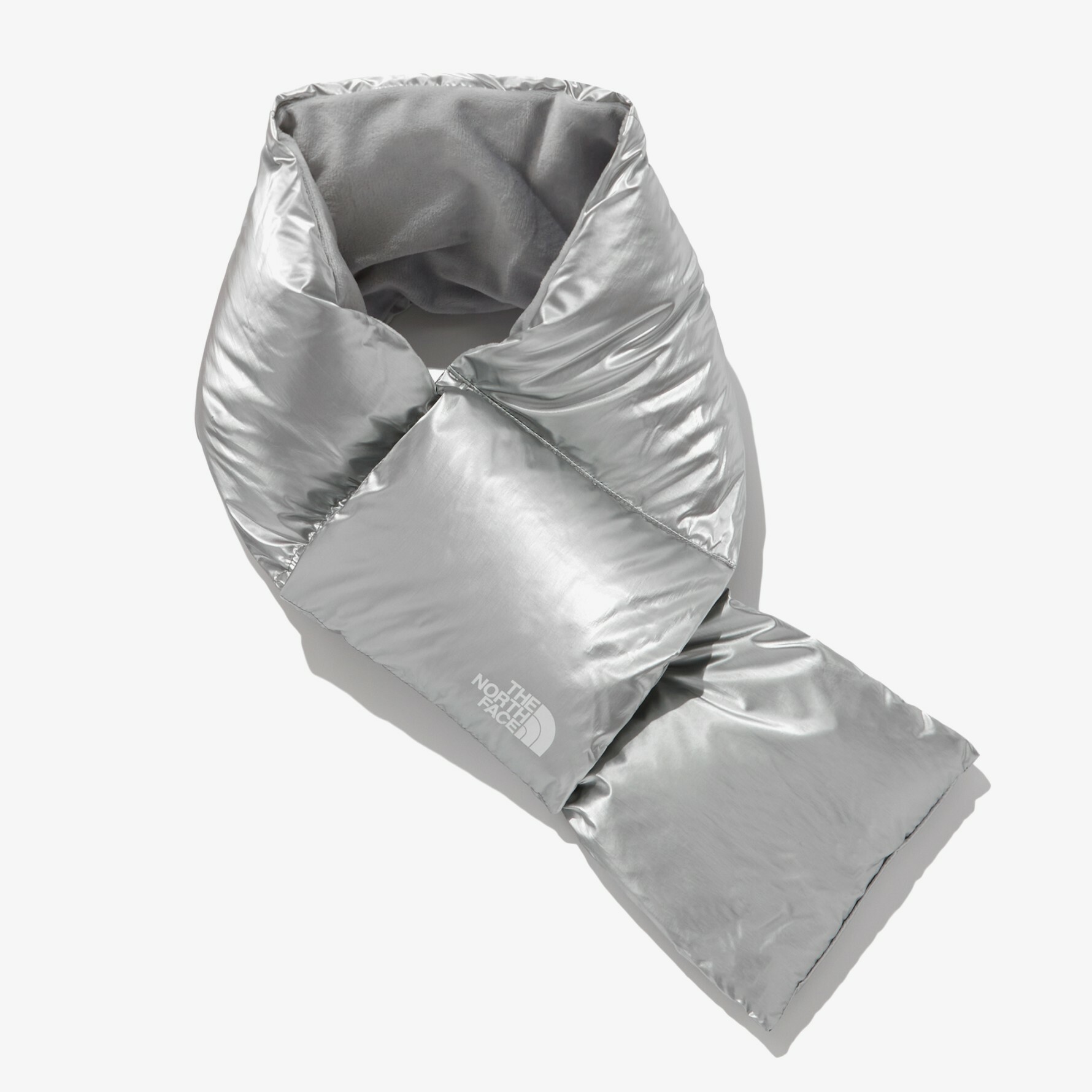【現貨】THE NORTH FACE ON-BALL MUFFLER 羽絨 圍脖 銀色 Y2K 電鍍銀