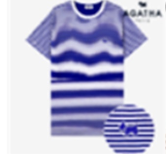 [S] AGATHA Unisex Stripe Symbol Embroidered Short Sleeve T-Shirt, Blue, AGT126-131-Blue (SAG706)