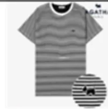 [S] AGATHA Unisex Stripe Symbol Embroidered Short Sleeve T-Shirt, Black, AGT126-131-Black (SAG707)