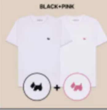 [S] AGATHA Unisex 1+1 Basic Short Sleeve T-Shirt, Black/Pink, AGT127-133-Black/Pink (final sale) (SAG708)