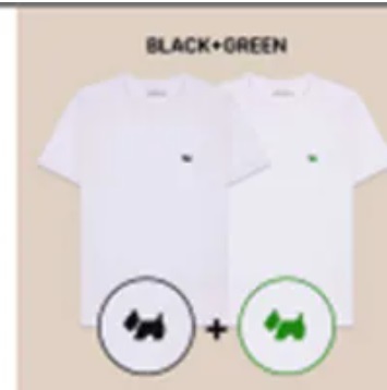 [S] AGATHA Unisex 1+1 Basic Short Sleeve T-Shirt, Black/Green, AGT127-133-Black/Green (FINAL SALE) (SAG709)