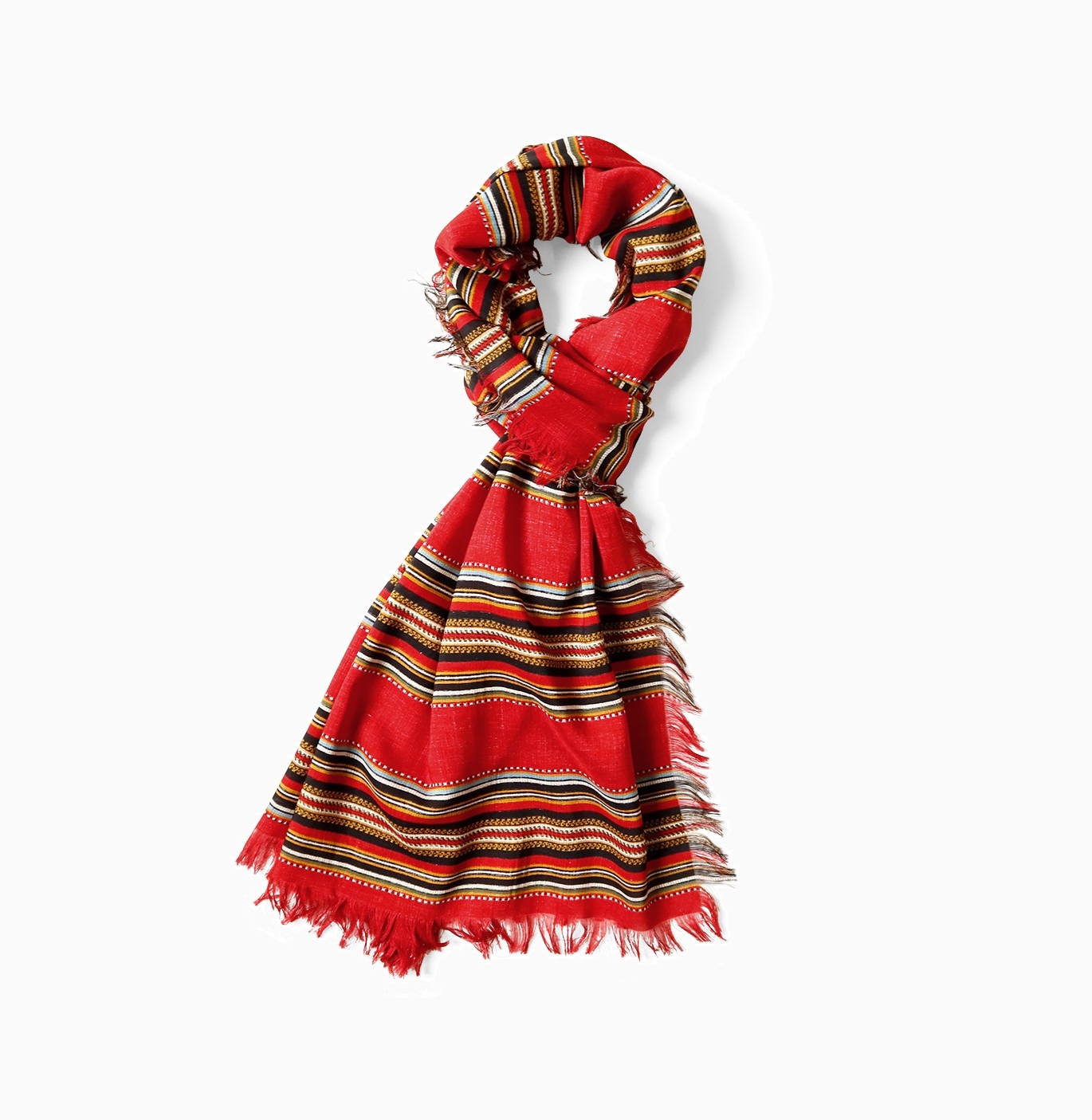 KAPITAL RAYON FRINGE STOLE (PECOS STRIPE) - RED PRE ORDER ITEM (預訂中)