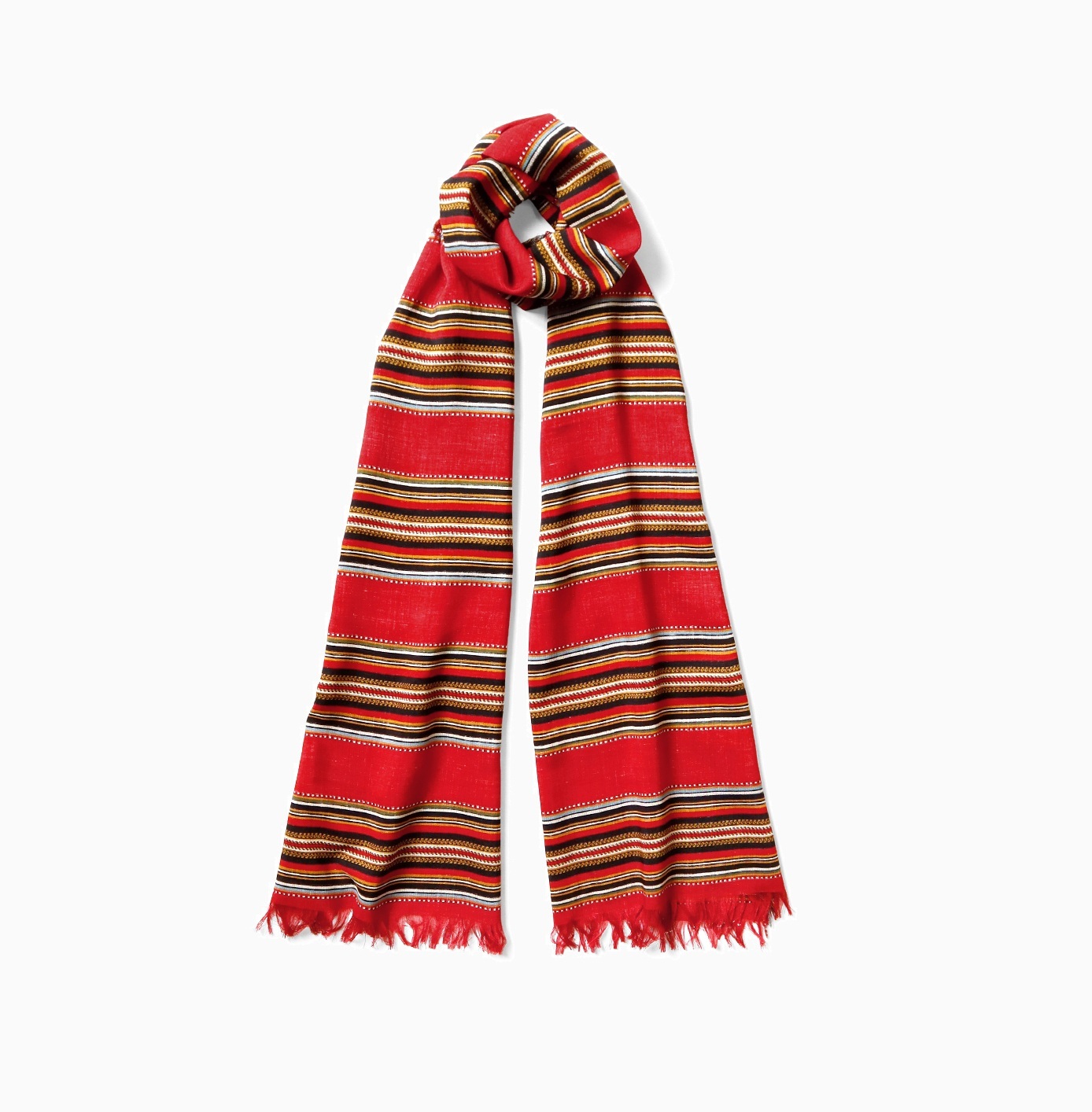 KAPITAL RAYON FRINGE STOLE (PECOS STRIPE) - RED PRE ORDER ITEM (預訂中)