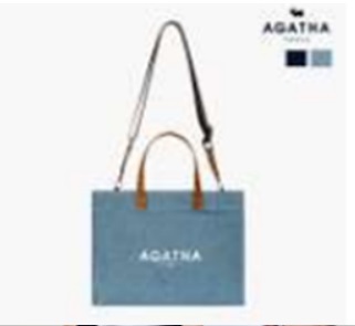 [S] AGATHA Multisquare Denim Tote Bag Medium, Denim, AGTB136-702-Denim (SAG733)