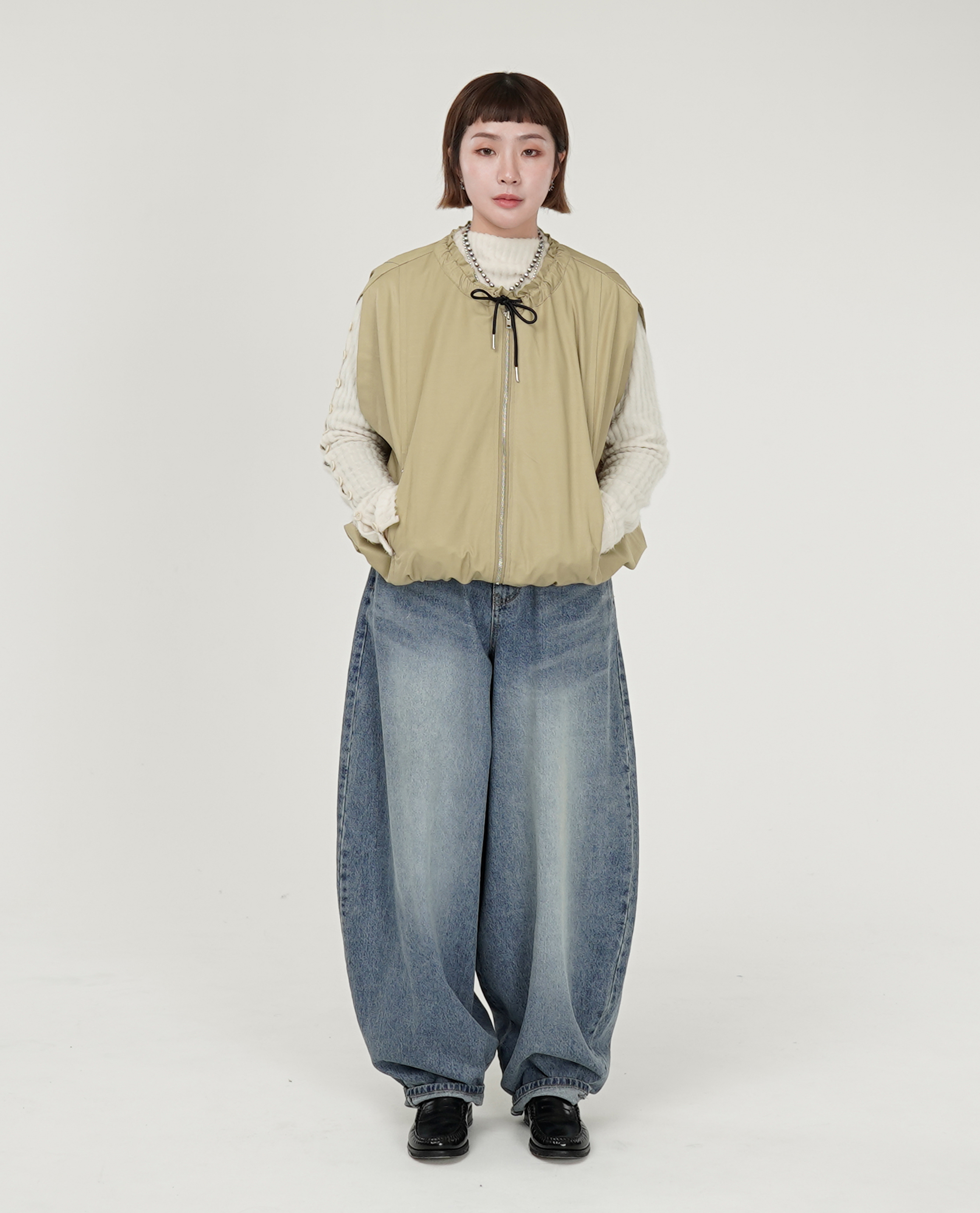 縮口領寬版背心