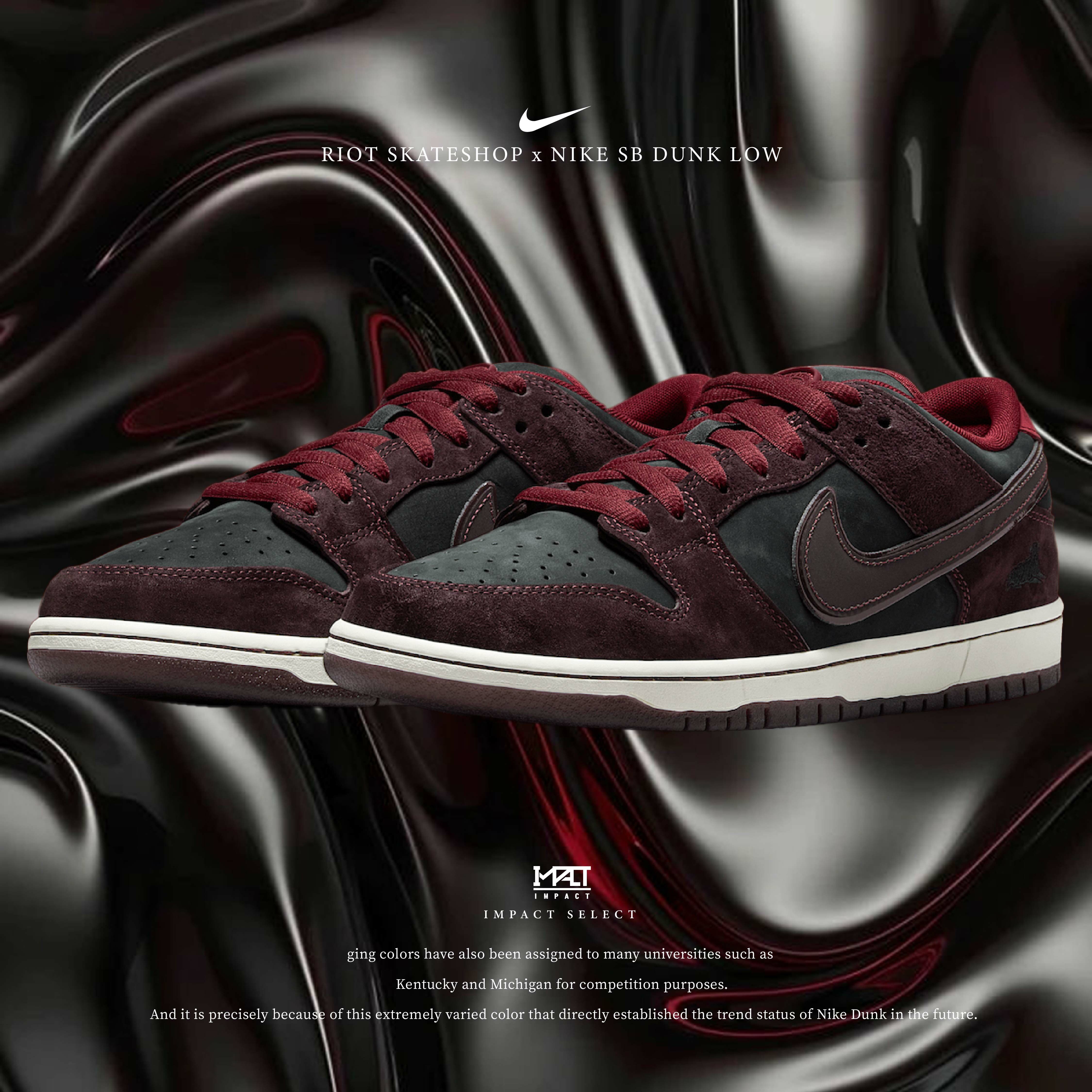 Nike SB Dunk Low x Riot Skateshop Mahogany Dark Beetroot 波爾多 紅木甜菜根 聯名 男鞋 滑板 FZ1289-200