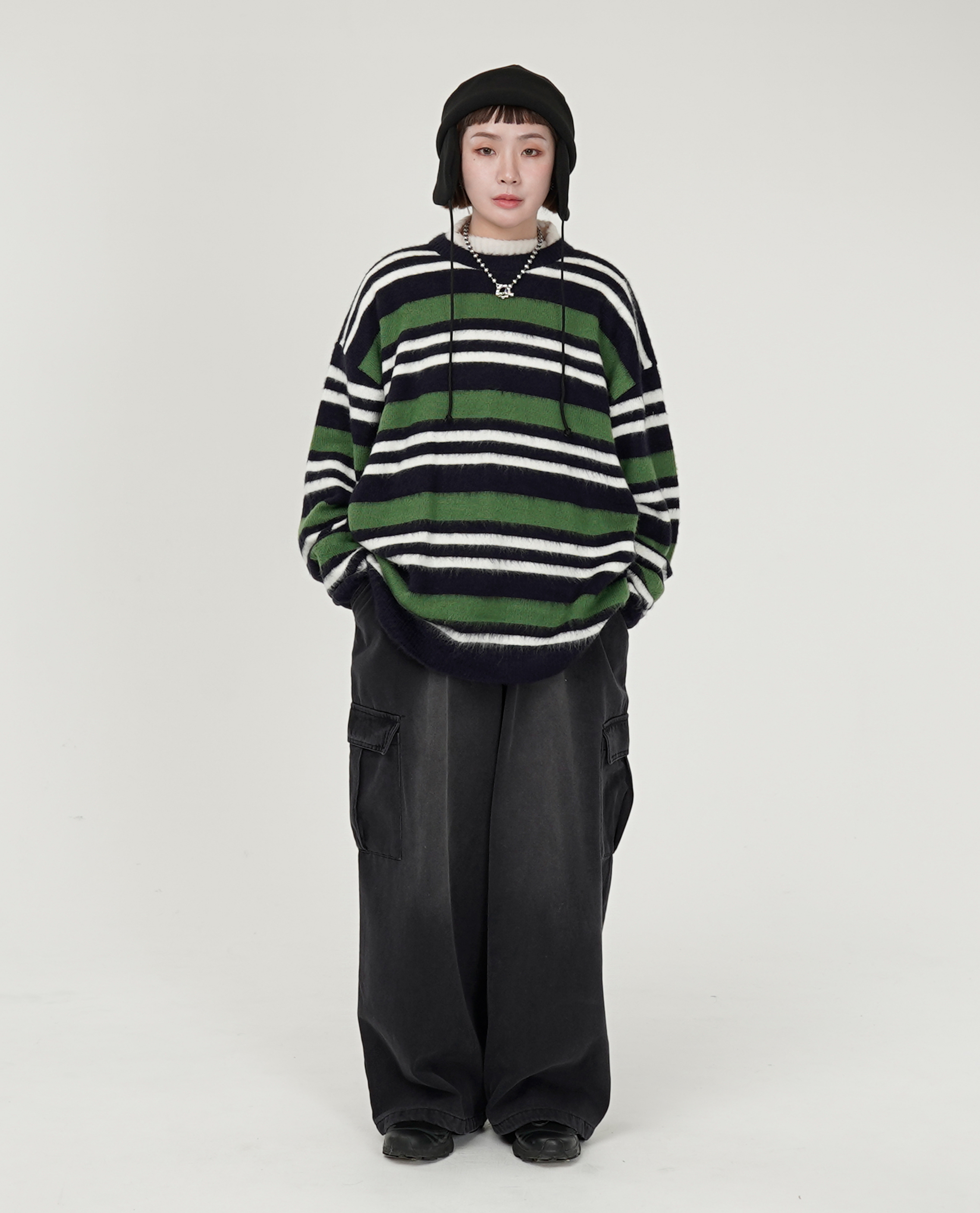 粗細條紋軟毛衣