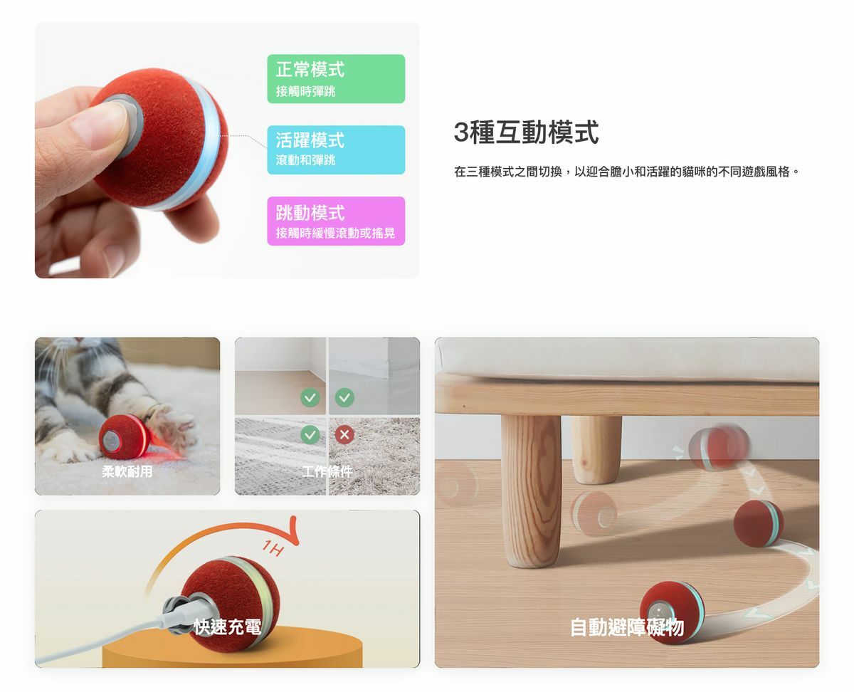 Cheerble M1貓用互動式電動球
