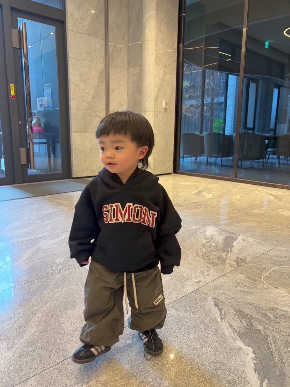 SIMON MADE CC-2406 皮革 貼布繡 帽T 親子裝