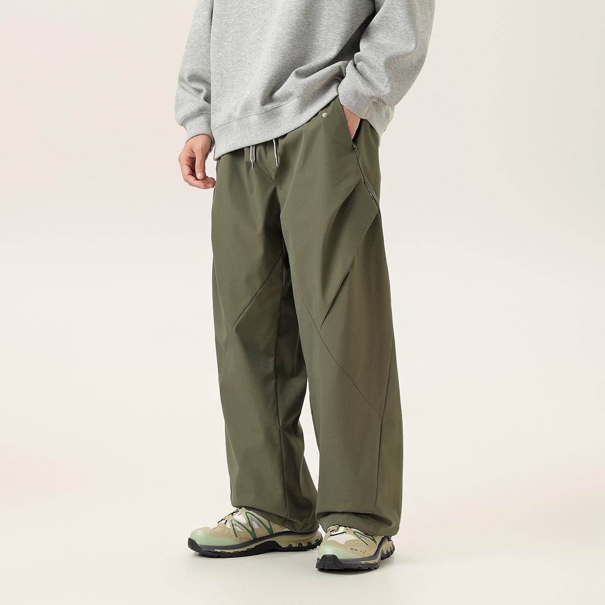 2M24 線條拼接感刷毛褲休閒長褲 五色