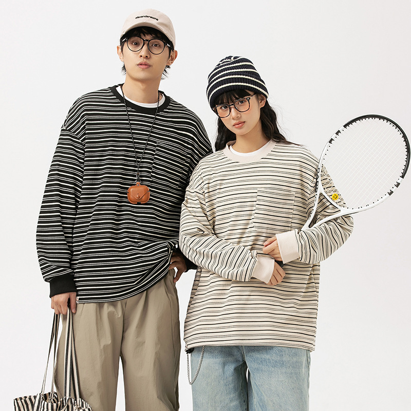 2M19 日系復古撞色條紋上衣 兩色