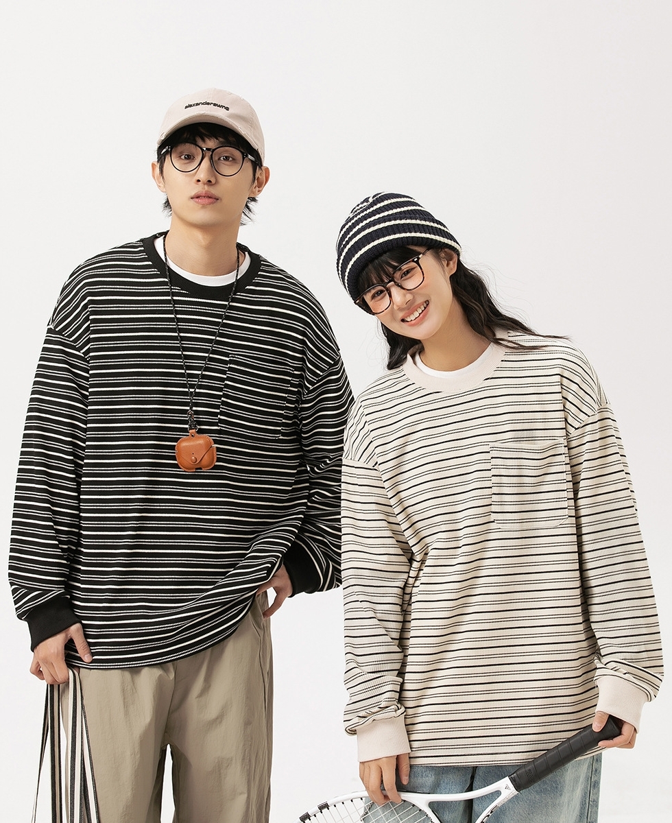 2M19 日系復古撞色條紋上衣 兩色