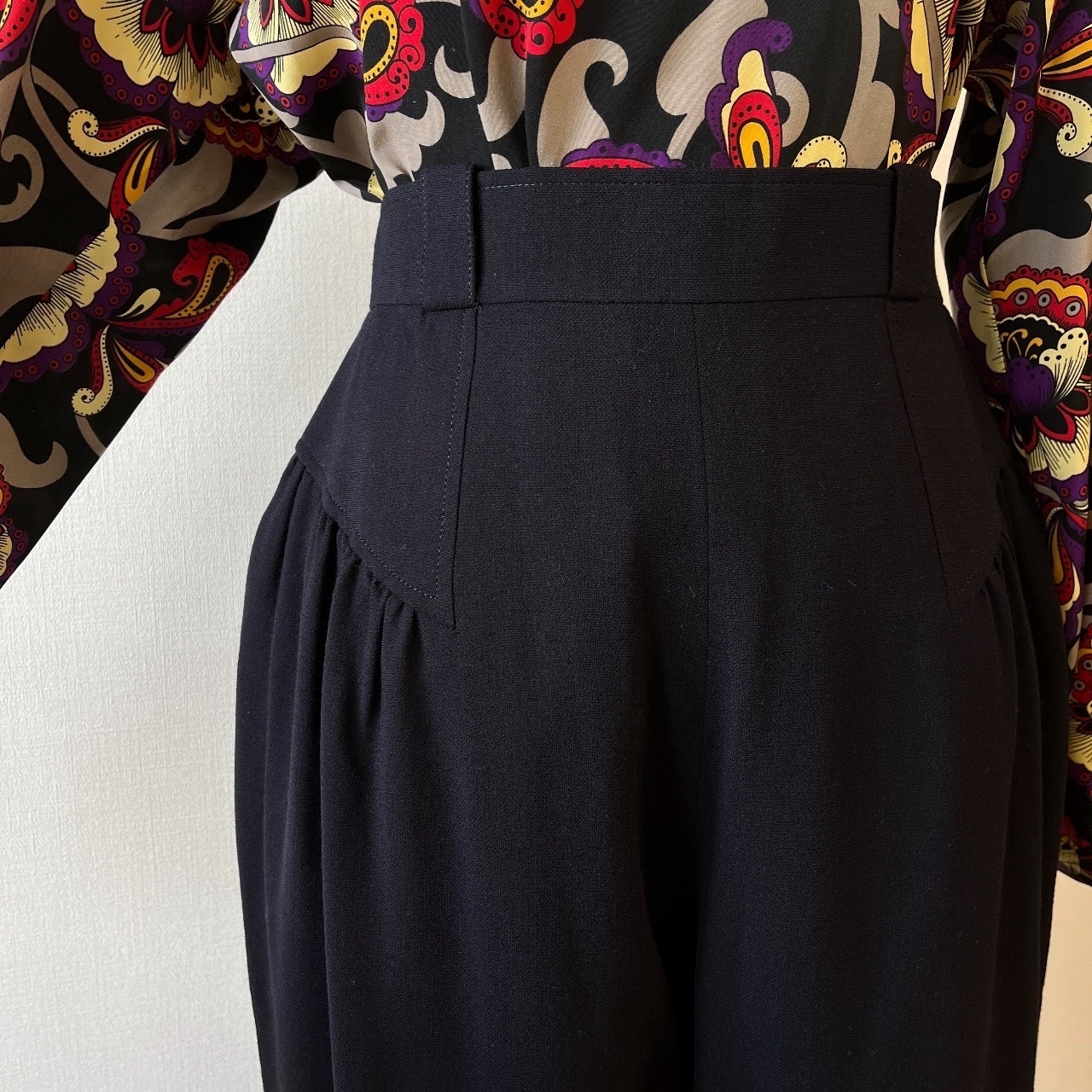 Christian Dior黑色高腰羊毛長褲