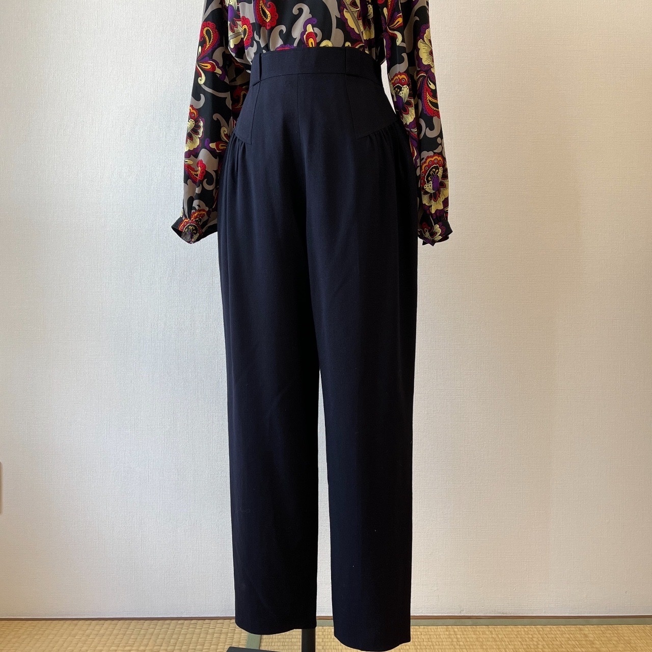 Christian Dior黑色高腰羊毛長褲