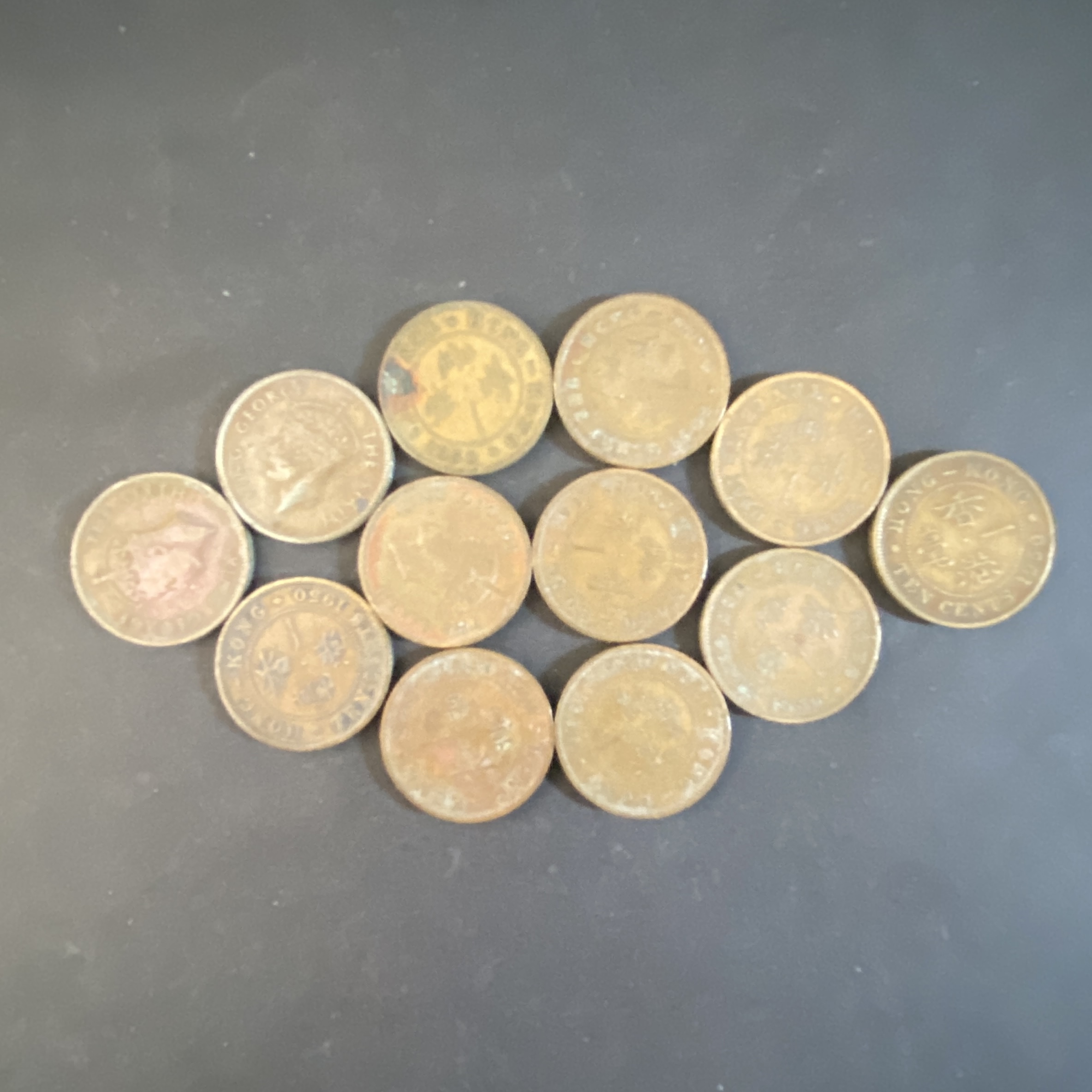 1948-1950 King George VI One Cent 12 Pieces