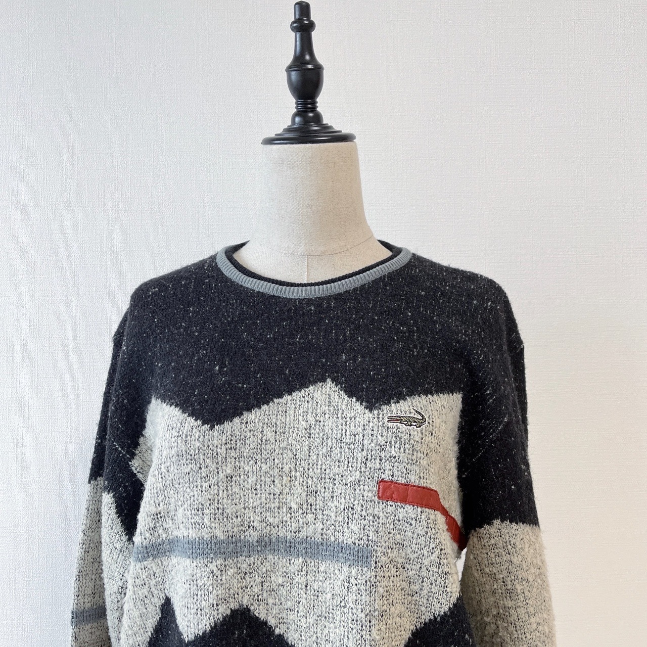 Crocodile日本製黑灰色古著羊毛毛衣