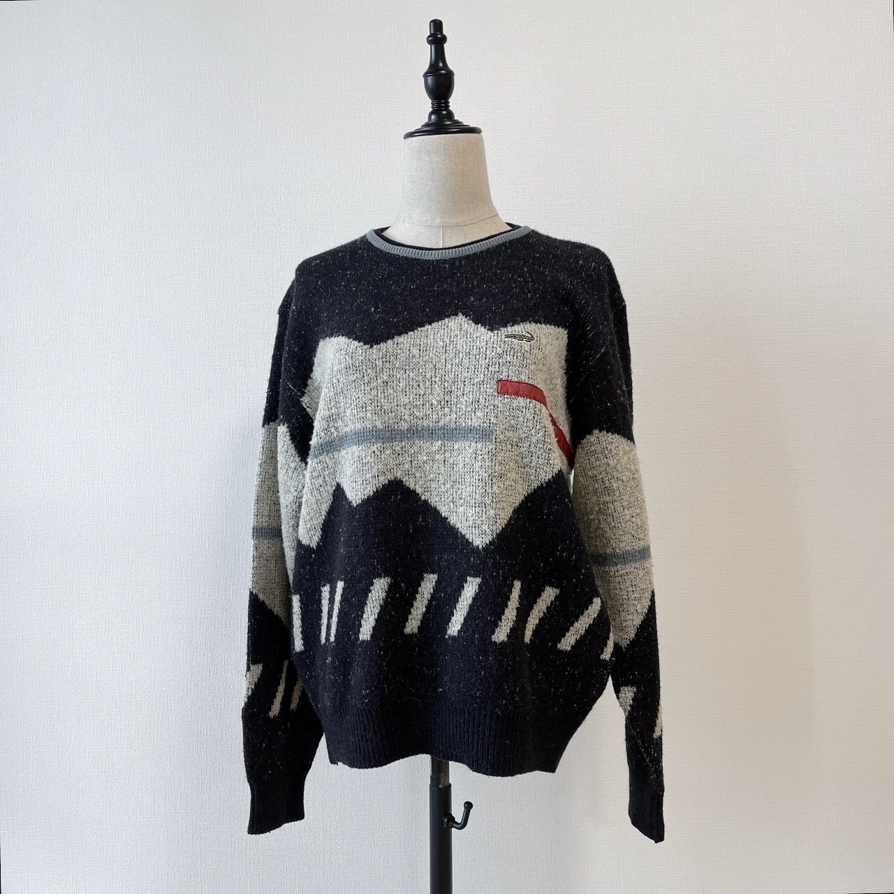 Crocodile日本製黑灰色古著羊毛毛衣