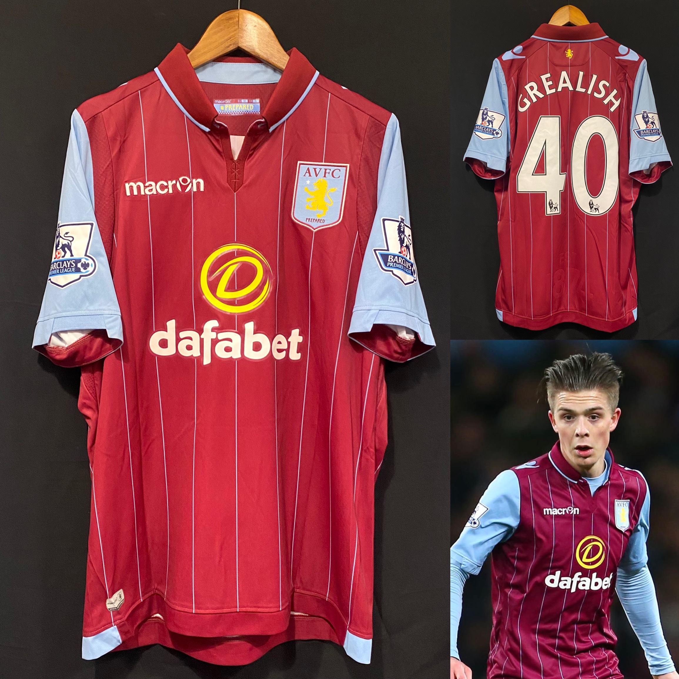 Aston Villa 204-2015 Marcon Home Shirt #40 GREALISH