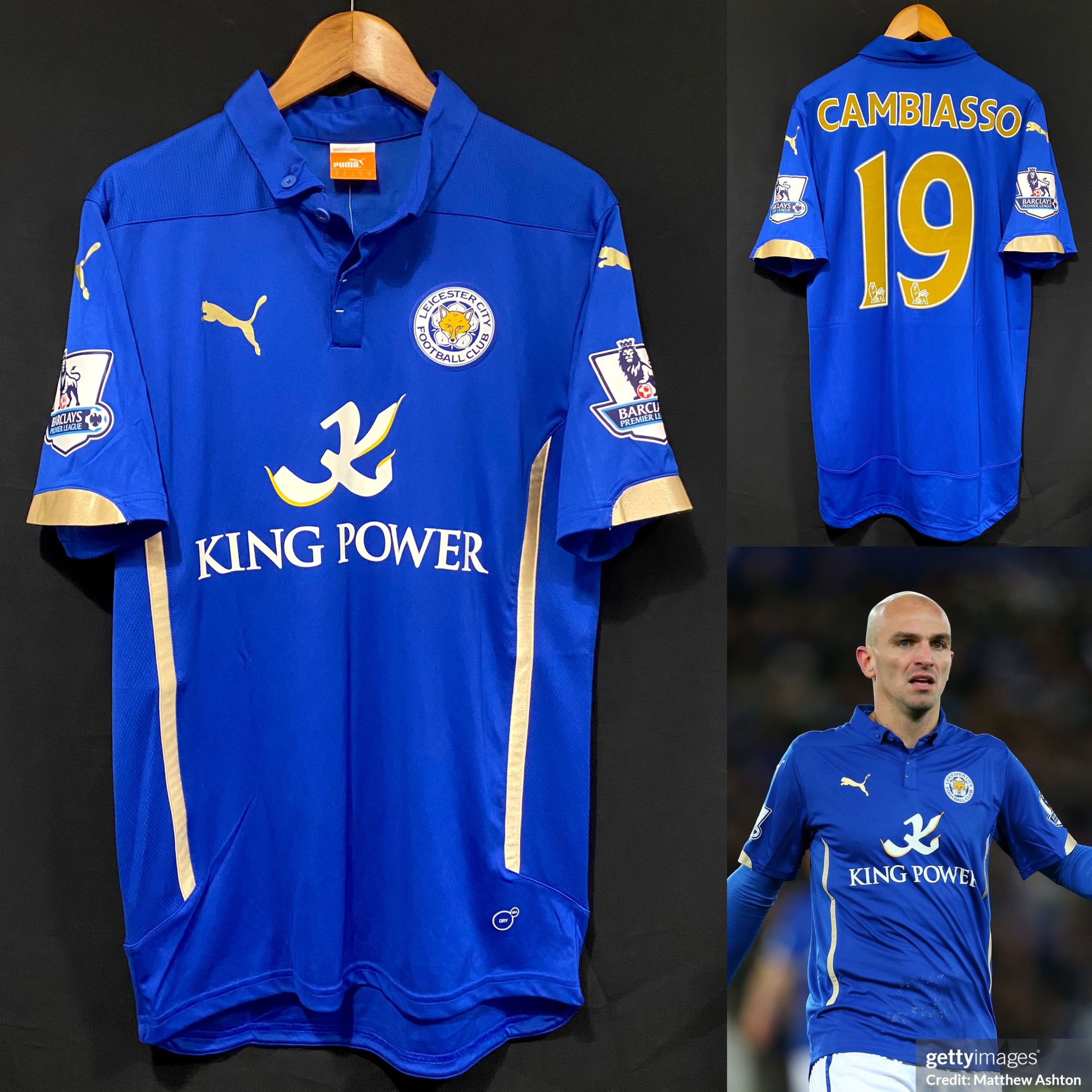 (全新有牌) 李斯特城 2014-2015 Puma 主場球衣 #19 CAMBIASSO