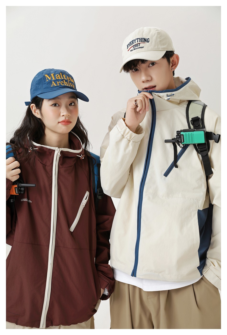 2M05 色塊拼接感連帽風衣外套 三色