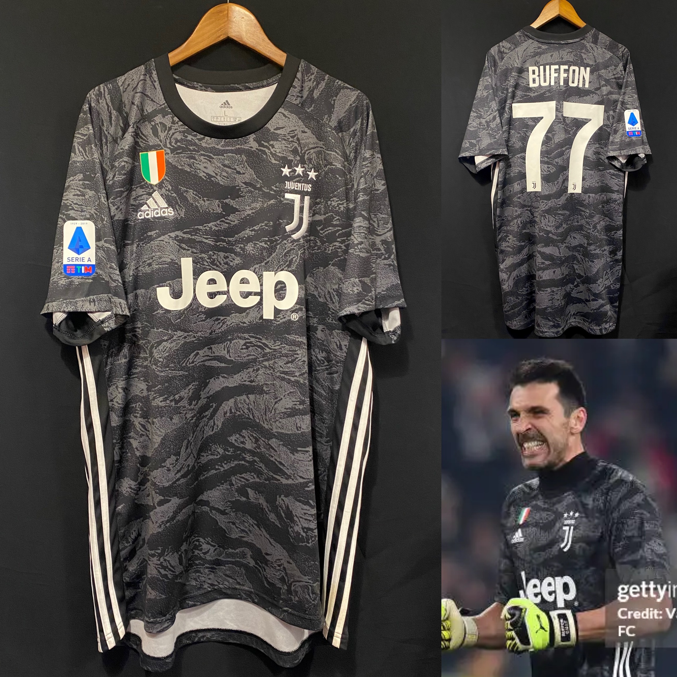 Juventus 2019-2020 Adidas Goalkeeper Shirt #77 BUFFON